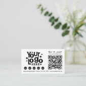 QR-Code Scannable Social Media White Business-Logo Visitenkarte (Stehend Vorderseite)