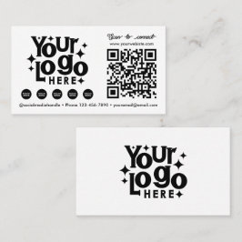 QR-Code Scannable Social Media White Business-Logo Visitenkarte