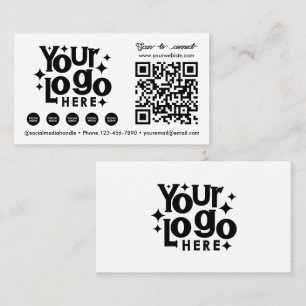 QR-Code Scannable Social Media White Business-Logo Visitenkarte