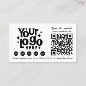 QR-Code Scannable Social Media White Business-Logo Visitenkarte (Vorderseite)