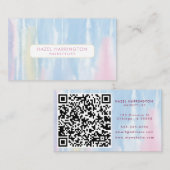 QR Code Scannable Soft Pastors Wasserfarbensalon Visitenkarte (Vorne/Hinten)