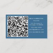 QR-Code Scannable Watercolor Coastal Blue Beach Visitenkarte (Rückseite)