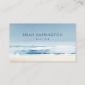 QR-Code Scannable Watercolor Coastal Blue Beach Visitenkarte (Vorderseite)
