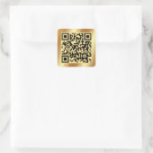 QR-Code scannbar Elegante Gold Custom Template Quadratischer Aufkleber (Tasche)