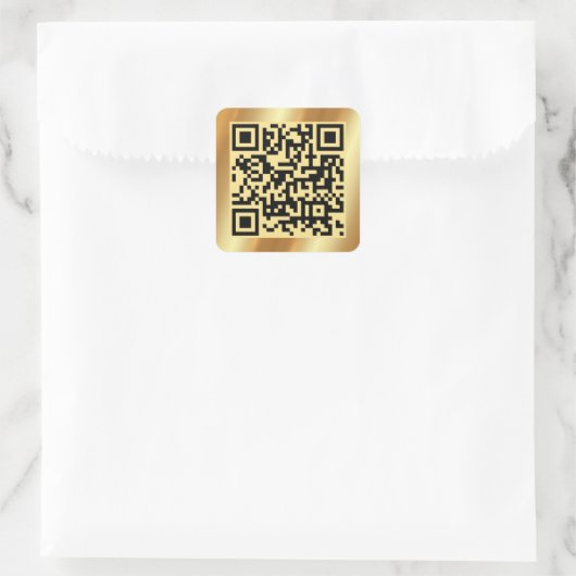 QR-Code scannbar Elegante Gold Custom Template Quadratischer Aufkleber (Tasche)