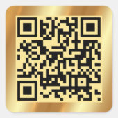 QR-Code scannbar Elegante Gold Custom Template Quadratischer Aufkleber (Vorderseite)