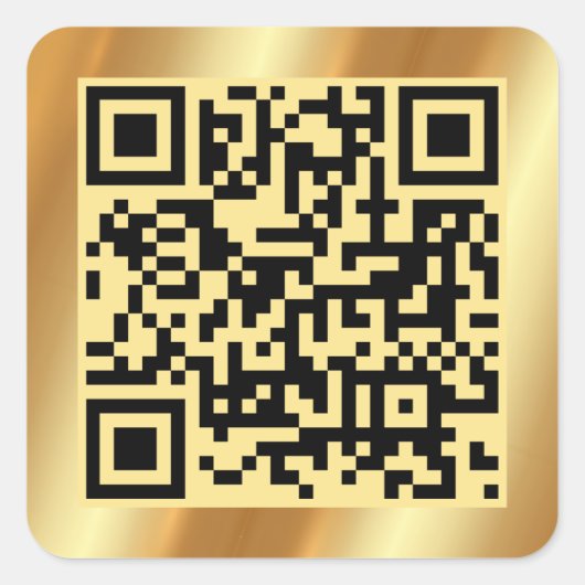 QR-Code scannbar Elegante Gold Custom Template Quadratischer Aufkleber (Vorderseite)