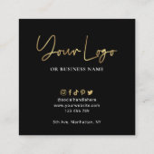 QR Code Scannbare Gold & Imitate Gold Business Car Quadratische Visitenkarte (Rückseite)