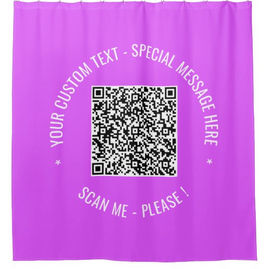 QR-Code scannen Lila Textanzeiger Duschvorhang (Vorderseite)