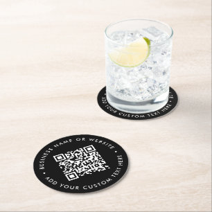 QR-Code   Scannen Sie Me Black Modern Stylish Busi Runder Pappuntersetzer