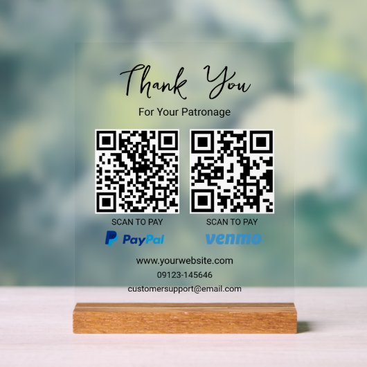 QR-Code scannen | Venmo Paypal Payment Acrylschild (Neutral)