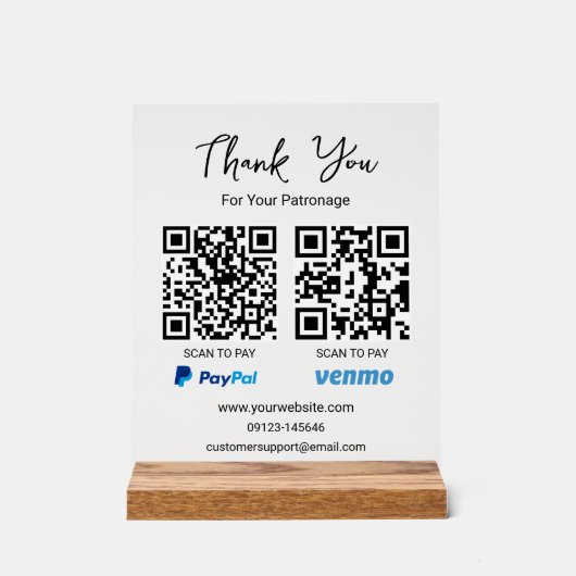 QR-Code scannen | Venmo Paypal Payment Acrylschild (Vorderseite)