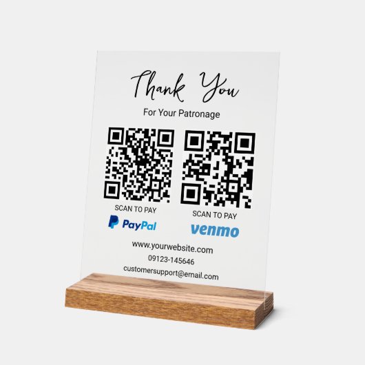 QR-Code scannen | Venmo Paypal Payment Acrylschild (Winkel)