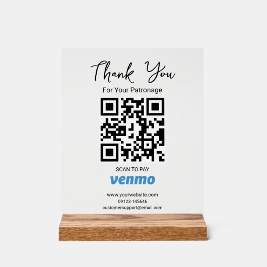 QR-Code scannen | Zahlung von Venmo Acrylschild (Vorderseite)