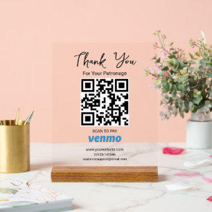 QR-Code scannen Zahlung von Venmo Acrylschild