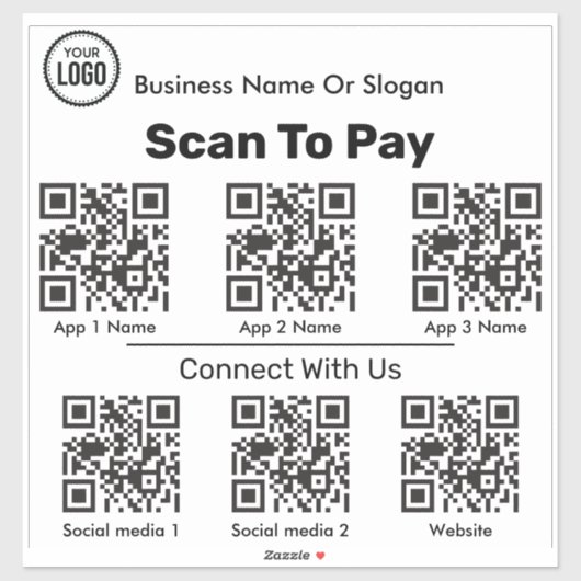 QR Code Scanner für Bezahlung und Social Media App Aufkleber (Blatt)