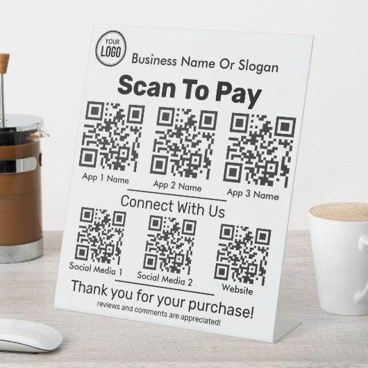 QR Code Scanner für Bezahlung und Social Media App Sockelschild (In Situ)
