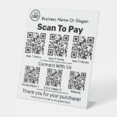 QR Code Scanner für Bezahlung und Social Media App Sockelschild (Vorderseite)