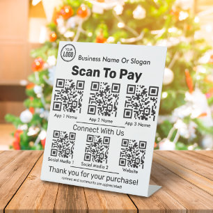 QR Code Scanner für Bezahlung und Social Media App Sockelschild
