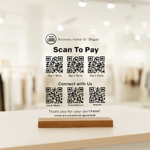 QR-Code-Scanner für Zahlungs- und Social-Media-App Acrylschild
