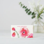 QR-Code Scannerbare Niedlich rosafarbene Blume Visitenkarte (Stehend Vorderseite)