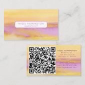 QR-Code Scannerfarben Gelbpinken Visitenkarte (Vorne/Hinten)