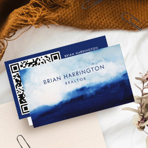 QR-Code Scannerfarben-Moody-Navy Blue Visitenkarte