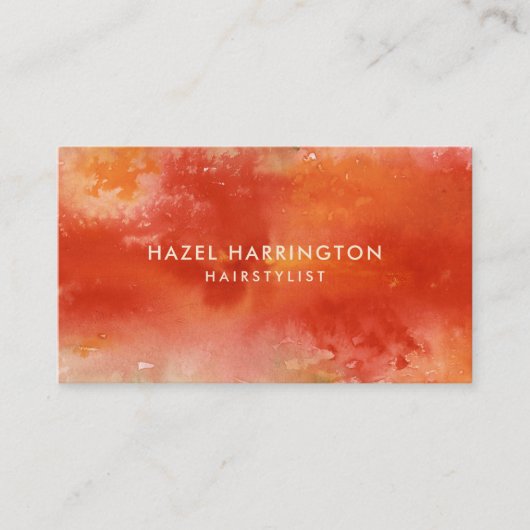 QR-Code Scannerfarbene Orangen-Aquarellfarben Art Visitenkarte (Vorderseite)