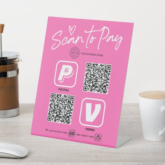 QR-Code-Scanneroptionen Modernes Hot-Pink Sockelschild (In SItu)