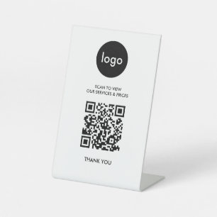 QR-Code-Scannerpreisliste Geschäftslogo Sockelschild