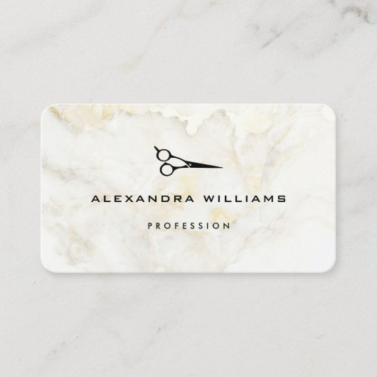 QR-Code-Schere aus Goldmarmor Moderne Visitenkarte (Vorderseite)