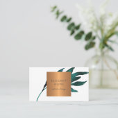 QR CODE schick blaues Blatt Glam Gold Innenarchite Visitenkarte (Stehend Vorderseite)