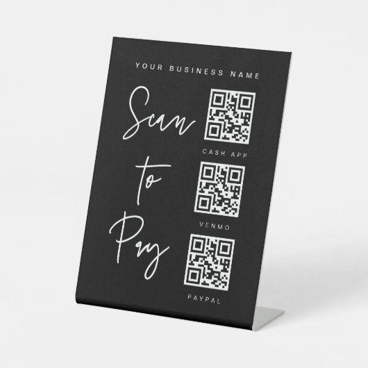 QR-Code Schild Minimal Bar Valet Geschäft Hochzeit (Vorderseite)