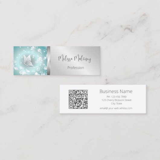 QR-Code | Schmetterlingseide Mini Visitenkarte (Vorne/Hinten)