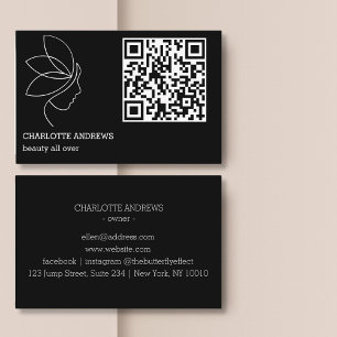QR-Code, Schönheit, Logo, Linie Art Black Visitenkarte