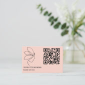 QR-Code, Schönheit, Logo, Linie Art Blush Visitenkarte (Stehend Vorderseite)