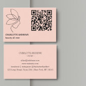QR-Code, Schönheit, Logo, Linie Art Blush Visitenkarte