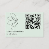 QR-Code, Schönheit, Logo, Linie Art Green Visitenkarte (Vorderseite)