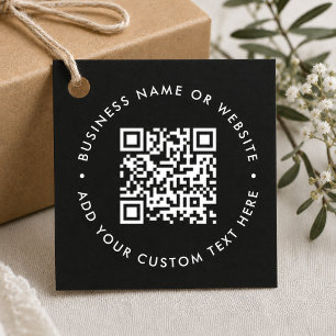 QR-Code Schwarz Business Modern Budget Rund Geschenkanhänger