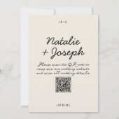 QR-Code Schwarz Creme Moderne Whimsical Hochzeit Einladung (Rückseite)