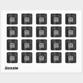 QR-Code Schwarz Damast Rosé-Typ Geschäftsname Quadratischer Aufkleber (Blatt)