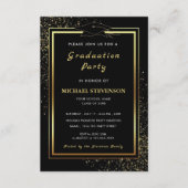 QR-Code Schwarz Gold Glitter Abschluss Einladungen (Vorderseite)
