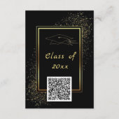 QR-Code Schwarz Gold Glitter Abschluss Einladungen (Rückseite)