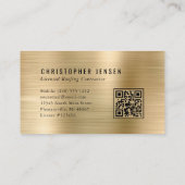 QR-Code Schwarz Gold Metallisches Dachdecker-Gesch Visitenkarte (Rückseite)