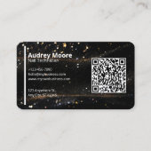 QR-Code Schwarz Gold Professionelle Nageltechniker Visitenkarte (Vorderseite)