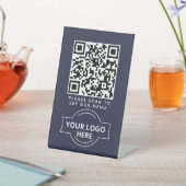 QR-Code Schwarz Menü Logo Kontaktlos Modernes Café Sockelschild (In SItu)