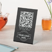 QR-Code Schwarz Menü Logo Kontaktlos Modernes Café Sockelschild (In SItu)