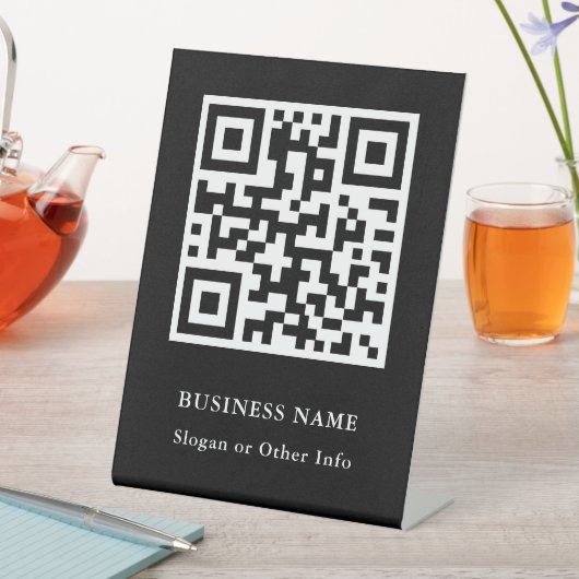 QR-Code Schwarz Modernes Geschäft Sockelschild (In Situ)