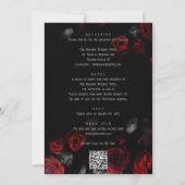 QR-Code Schwarz-Rote Florale Hochzeits-Einladung Einladung (Rückseite)