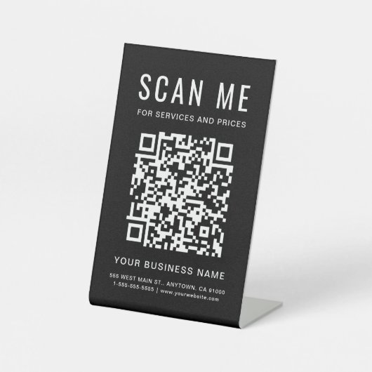QR-Code schwarz scannen Sockelschild (Vorderseite)